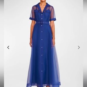 Staud
Millie Organza Short-Sleeve Belted Maxi Shirtdress